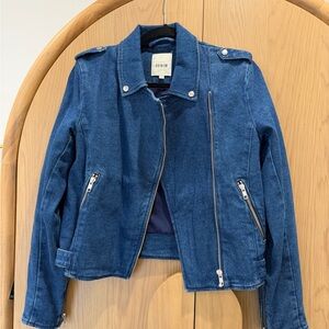 Sezane Denim Blue Moto Jacket size 36